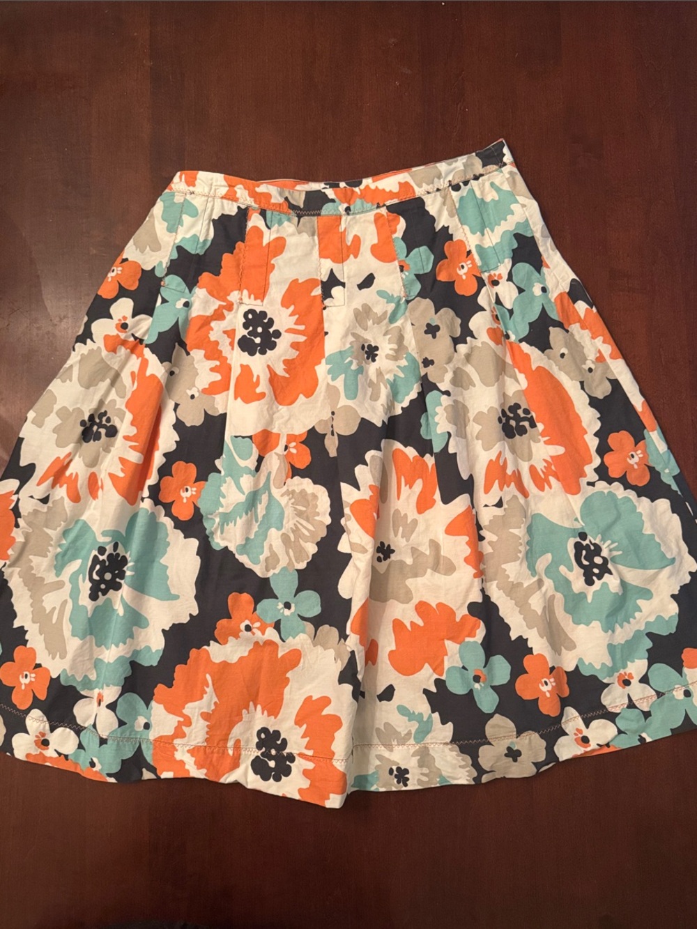 Merona Floral Circle Skirt in Orange, Teal & Cream